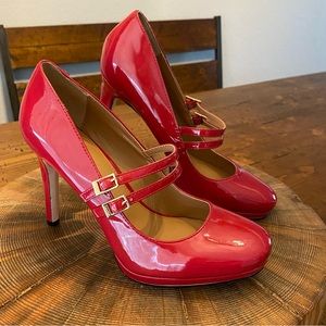 Calvin Klein Red Patent Leather High Heels NWOT